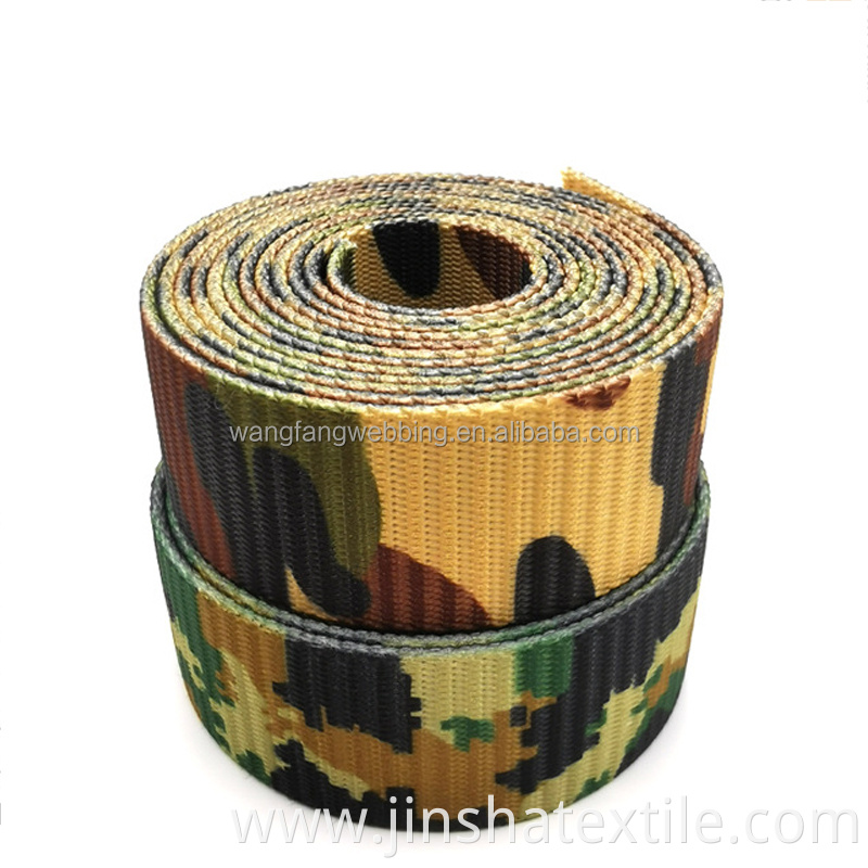 Striped Polyester Heat Transfer Printing printed Webbing Camo Printing Woven nylon Webbing Outdoors military webbing